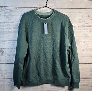 NWT Goodfellow Green Crewneck • Cozy Minimal Everyday Sweatshirt Mens S & M